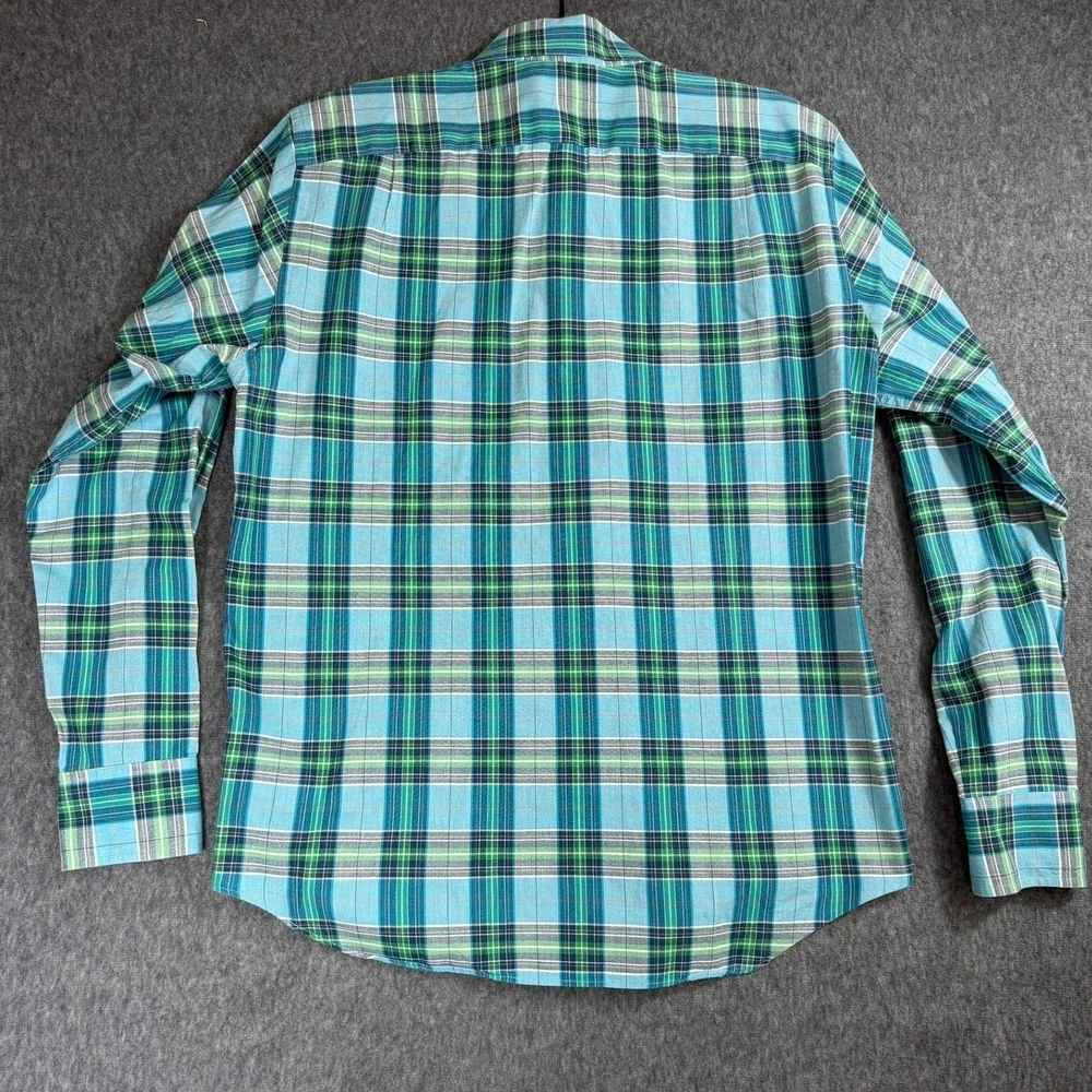J.Crew Button Down Mens M Blue Summer Plaid Shirt Fit Cotton Long Sleeve